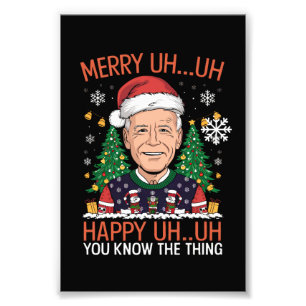 Impression Photo Drôle Père Noël Joe Biden Joyeux Euh Noël laid