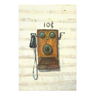 impression photo d'un antique téléphone mural