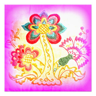 Impression photo d'un palmier rose style hippie