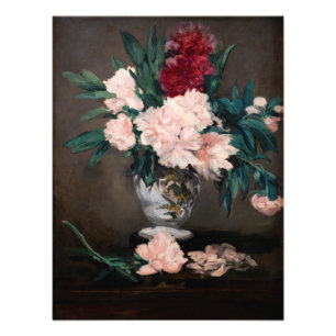 Impression Photo Edouard Manet - Vase de pivoines sur petit piédest