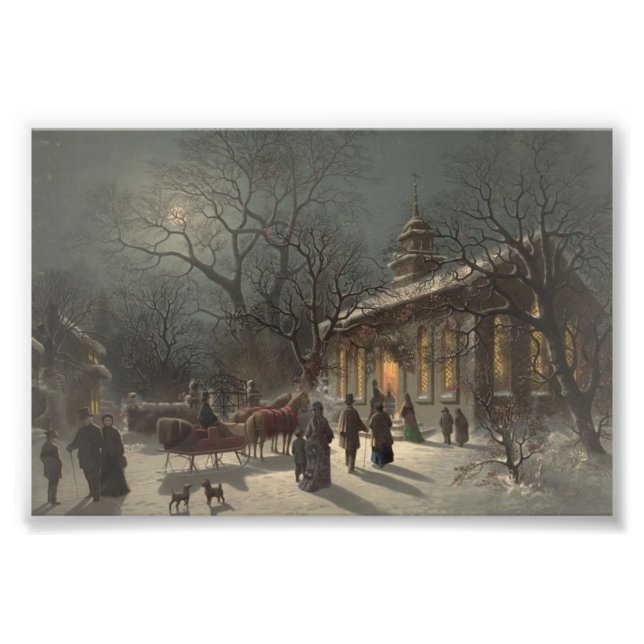 Impression Photo Église le soir de Noël (Devant)