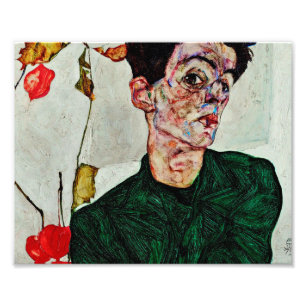 Impression Photo Egon Schiele - Autoportrait avec lanterne chinoise
