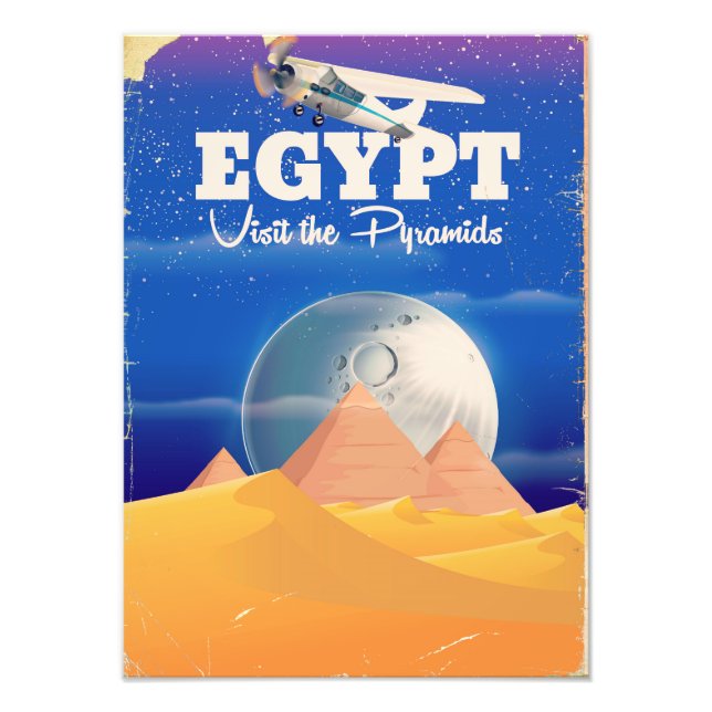 Impression Photo Égypte - Visitez l'affiche de voyage Pyramids Vint (Devant)
