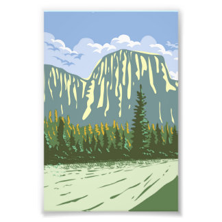 Impression Photo El Capitan à Yosemite Valley California WPA Art