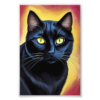 Impression Photo Élégance en ébène : Portrait de chat noir