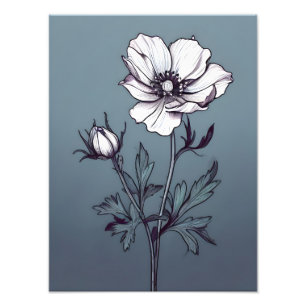 Impression Photo Élégance florissante : Fleur blanche sur bleu sere