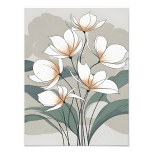 Impression Photo Elégant bouquet blanc sur gris