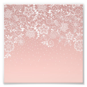 Impression Photo Elégant design floral et confetti en dentelle blan