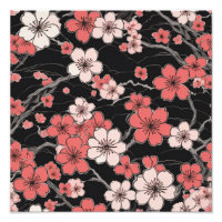 Élégant Motif de fleurs de cerises noires
