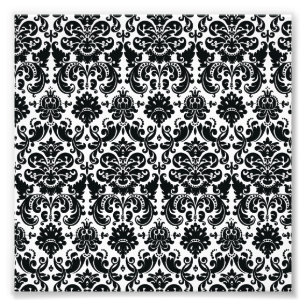Impression Photo Elégant noir blanc Vintage Damask motif