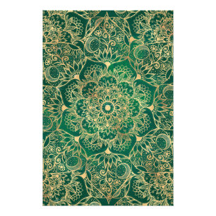 Impression Photo Elégant or Floral Mandala Green Design