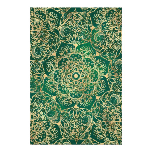 Impression Photo Elégant or Floral Mandala Green Design (Devant)
