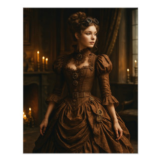 Impression Photo Elegant Steampunk Victorian Lady in Brown 