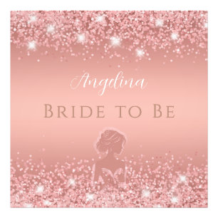 Impression Photo Élégante Douche de Mariée Luxe Rose Doré Scintilla