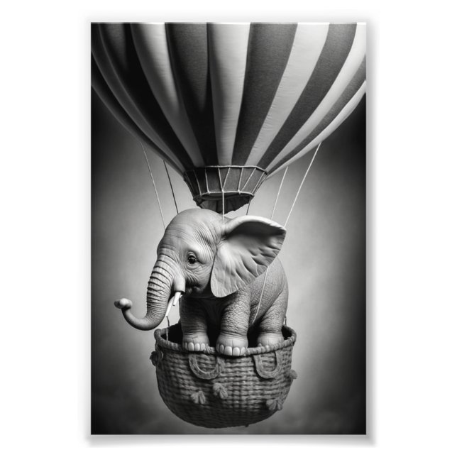 Impression Photo Elephant bébé dans un ballon à air chaud (Devant)