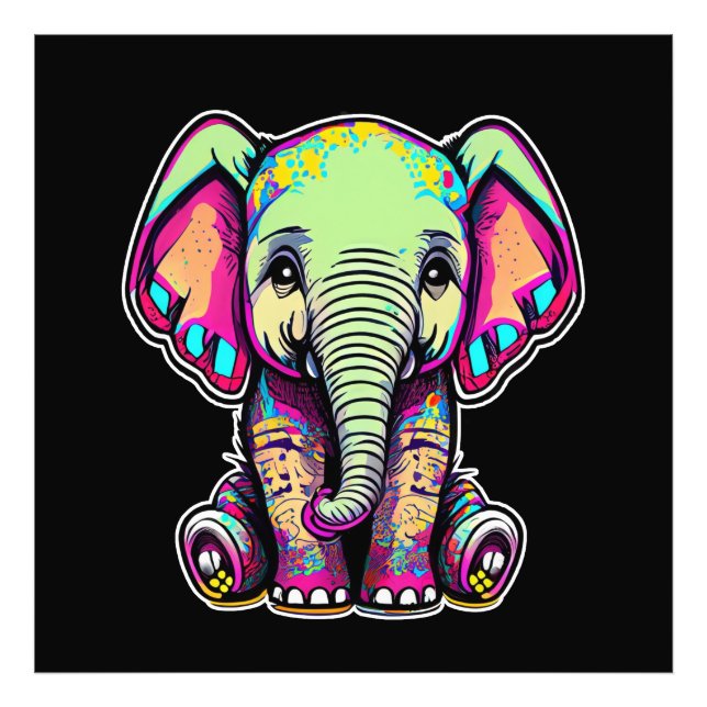 Impression Photo Eléphant mignon assis illustration numérique (Devant)