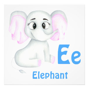 Impression Photo Elephant personnalise ABC : Lettre E - Ajouter vot