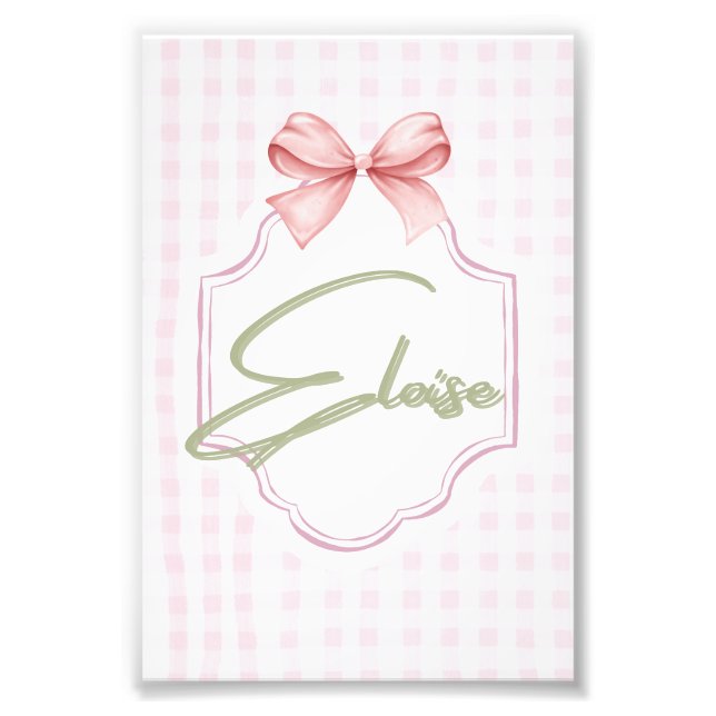 Impression Photo Eloise personnalisée Bébé Fille Nursery Bow&En vic (Devant)
