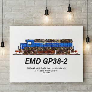 Impression Photo EMD GP38-2 Locomotive diesel GATX bleu et blanc