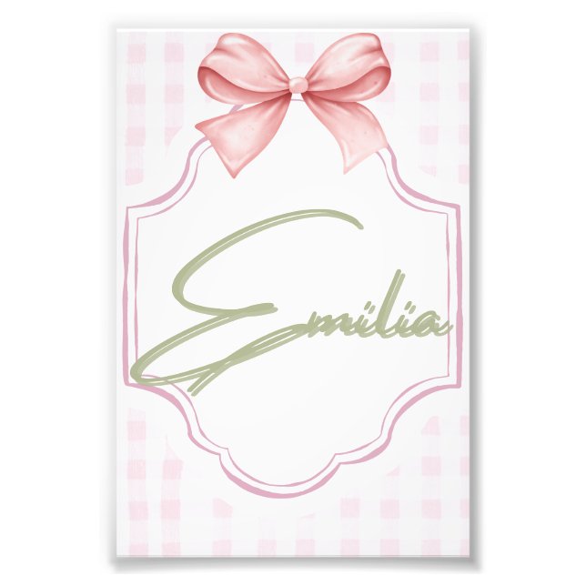 Impression Photo Émilie Baby Girl personnalisée Bow&En vichy (Devant)
