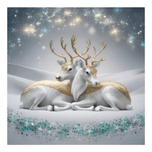 Impression Photo Enchanter Reindeer Mur de Noël Art - Festive