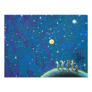 Impression Photo Enfants Regardant Night Sky