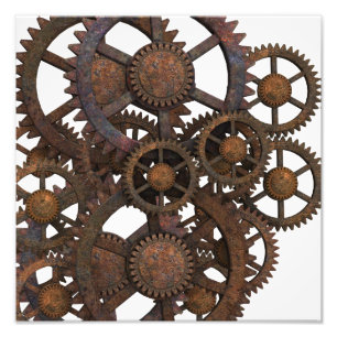 Impression Photo Engrenages métalliques Rusty Steampunk
