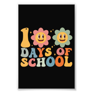 Impression Photo Enseignant Enfants Rétro Groovy 100 Jours D'école 