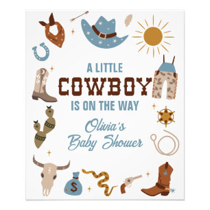 Impression Photo Enseigne de Baby Shower Cowboy de l'Ouest