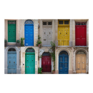 Impression Photo Ensemble de portes colorées à Malte