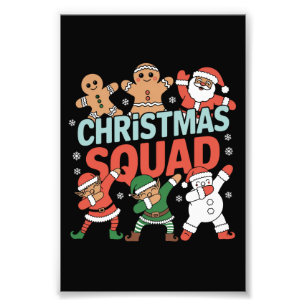 Impression Photo Équipe de Noël Père Noël Dabbing Elf Family Corres