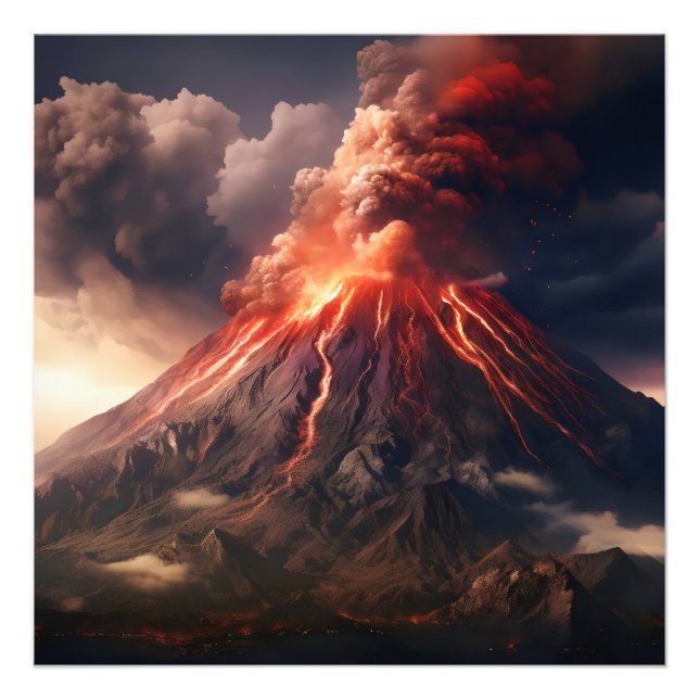 Impression Photo Éruption du volcan (Devant)