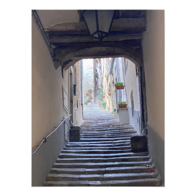 Impression Photo Escalier en Cortona, Italie (Devant)