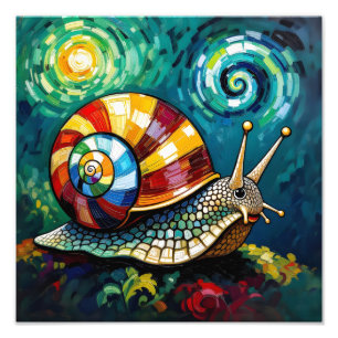 Impression Photo Escargot fantaisiste aux couleurs vives en empâtem