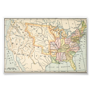 Impression Photo États-Unis 1830 Illustration de carte historique