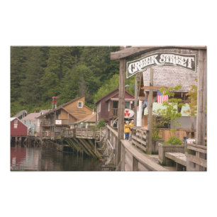 Impression Photo États-Unis, Alaska, Ketchikan, Creek Street, centr