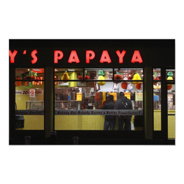 Impression Photo États-Unis, New York. Grey's Papaya : fenêtre (Devant)