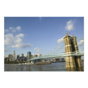 Impression Photo États-Unis, Ohio, Cincinnati : Roebling Suspension