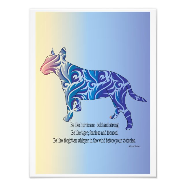 Impression Photo Être comme ouragan et tigre BULL TERRIER art (Devant)