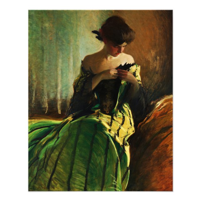 Impression Photo Étude en noir et vert par John White Alexander (Devant)