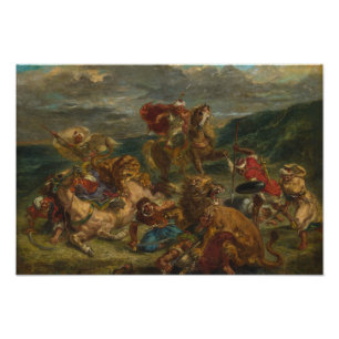 Impression Photo Eugene Delacroix - Chasse au lion