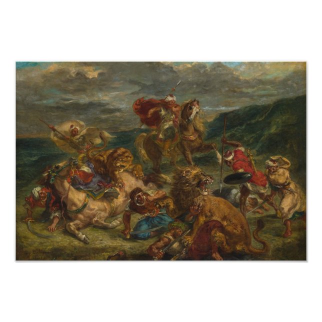 Impression Photo Eugene Delacroix - Chasse au lion (Devant)