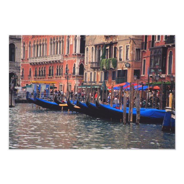 Impression Photo Europe, Italie, Venise, gondoles dans le canal (Devant)