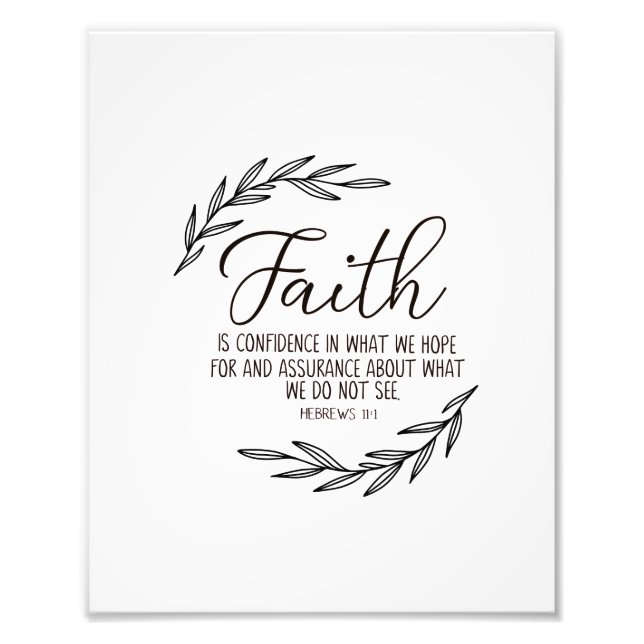 Impression Photo Faith Wall Art, Verse de la Bible, Hébreux 11:1 (Devant)
