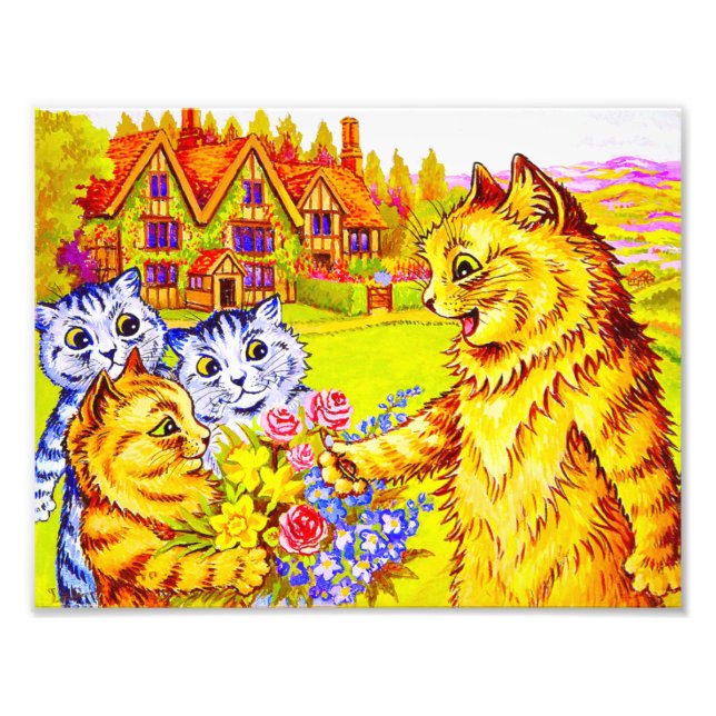 Impression Photo Famille de chats dans le jardin (Devant)