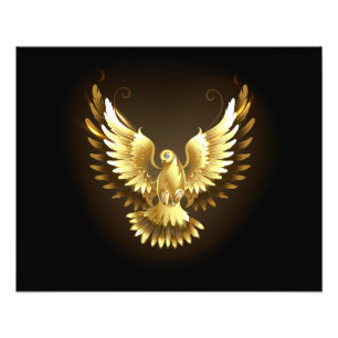 Impression Photo Faux Gold Foil Peace Dove en noir