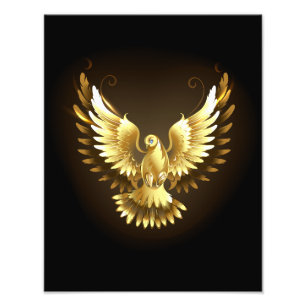 Impression Photo Faux Gold Foil Peace Dove en noir