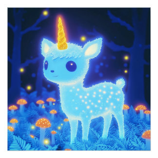 Impression Photo Fawnicorn bleu phosphorescent