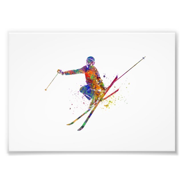 Impression Photo Female skier in watercolor (Devant)