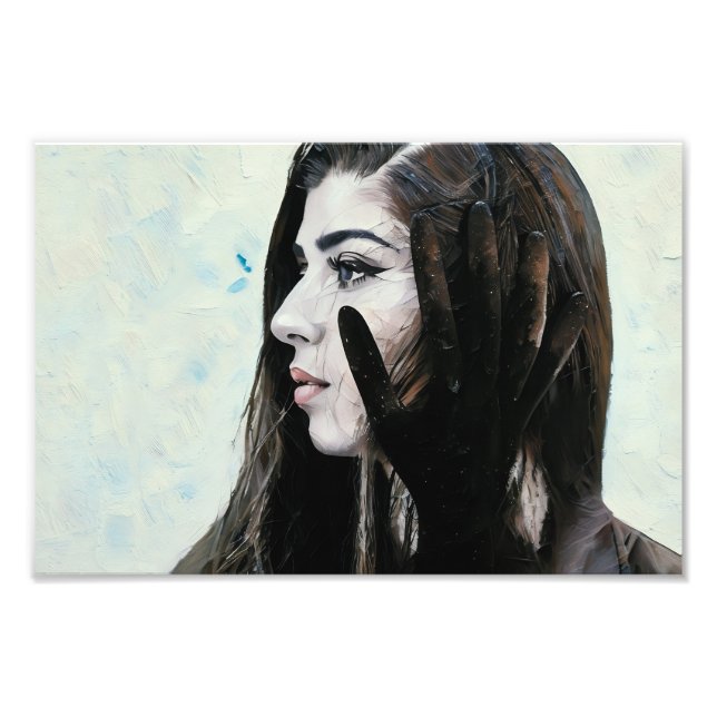 Impression Photo Femme à la mystérieuse main noire (Devant)